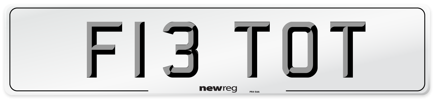 F13 TOT Number Plate from New Reg